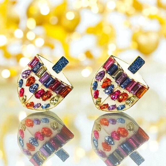 BAUBLEBAR Dreidel Jeweled Multicolor Earrings NEW NWOT - Picture 1 of 3